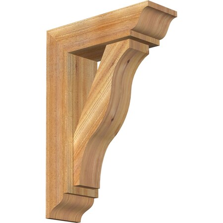 Ekena Millwork Funston Traditional Rough Sawn Bracket w/ Offset Brace, Western Red Cedar, 6"W x 18"D x 26"H BKT0604X18X26FST01RWR
